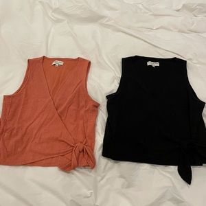 Madewell Texture and Thread Knotted Wrap Tank Tops